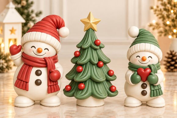 Christmas Snowman & Tree STL Set – 3D Printable Holiday Decor (3 Models) - Image 4