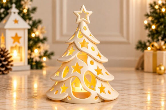 Christmas Tree Tealight Holder STL – Festive 3D Print Decoration - Image 2