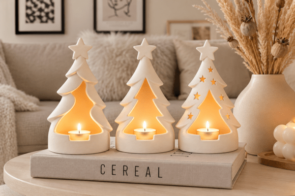 Christmas Tree Tealight Holder STL Set – 3 Printable 3D Models for Holiday Décor - Image 1