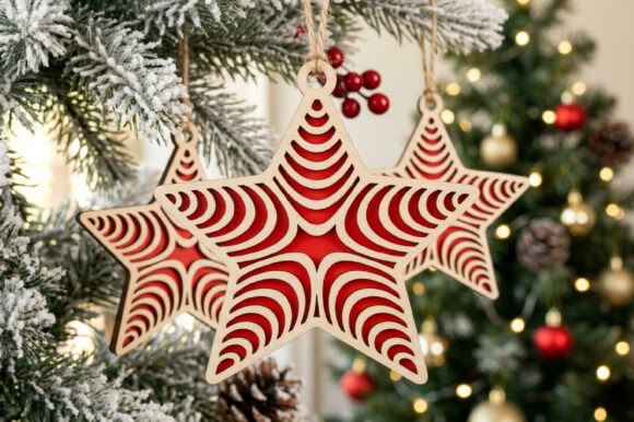 Concentric Waves Christmas Star Svg Laser Cutting