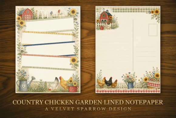 Country Chicken Garden Lined Notepaper