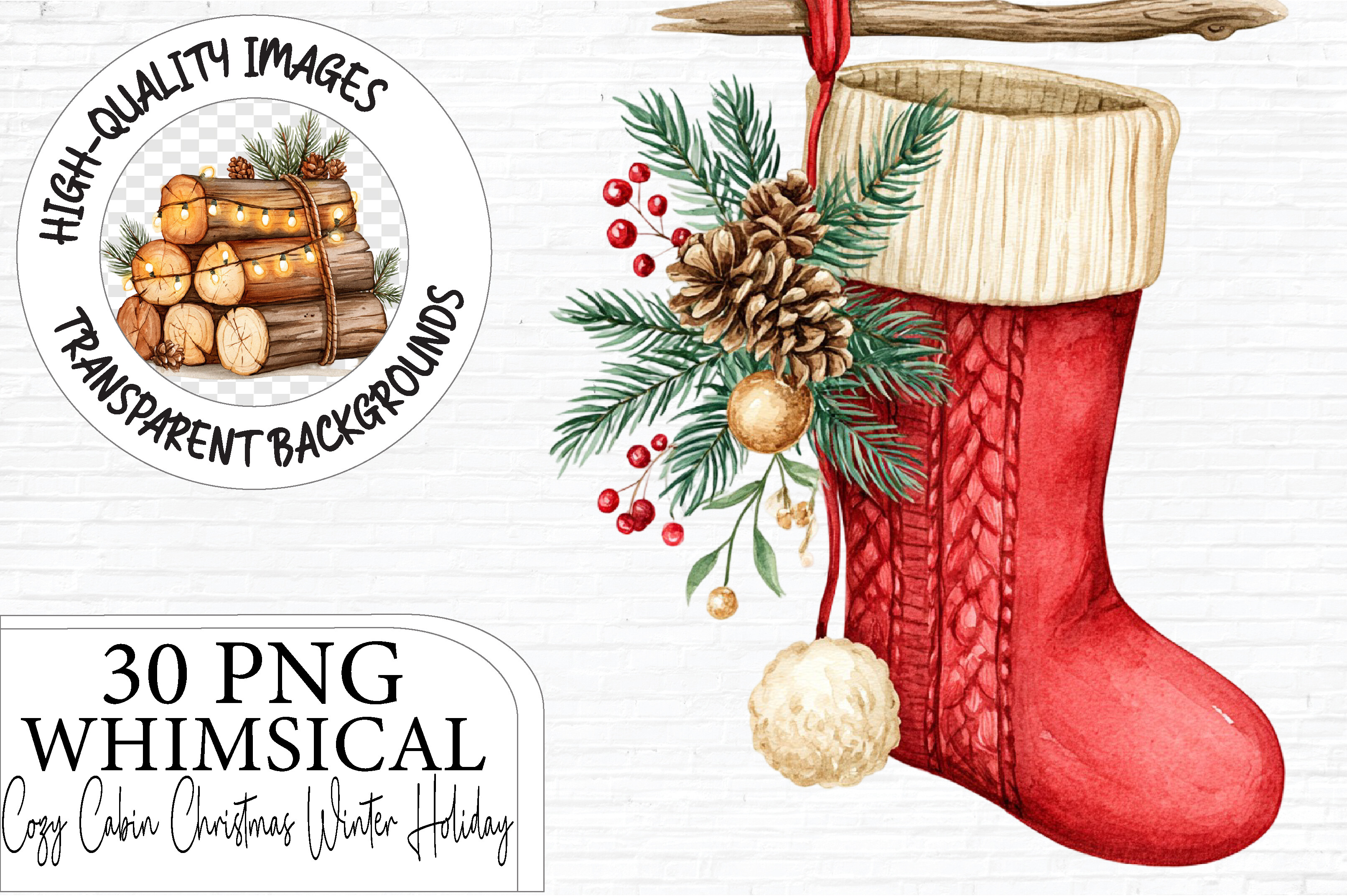 Cozy Cabin Christmas Winter Clipart