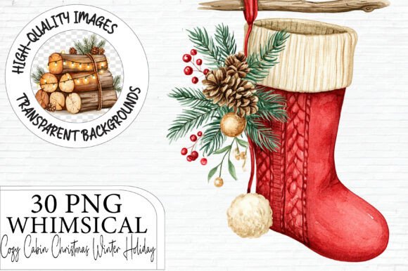 Cozy Cabin Christmas Winter Clipart Graphics