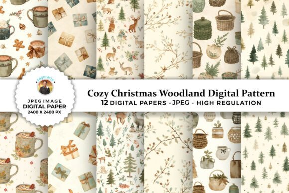Cozy Christmas Woodland Digital Patterns