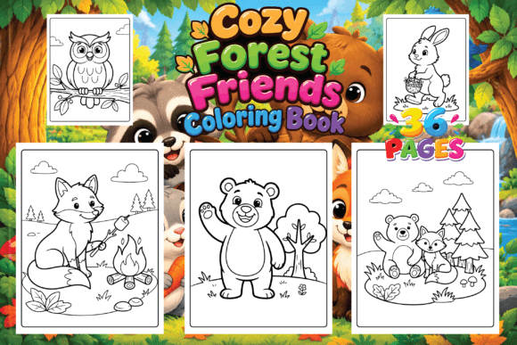 Cozy Forest Friends Coloring Book