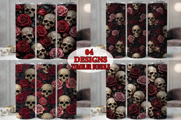 Cracked Skull Roses Tumbler Bundle
