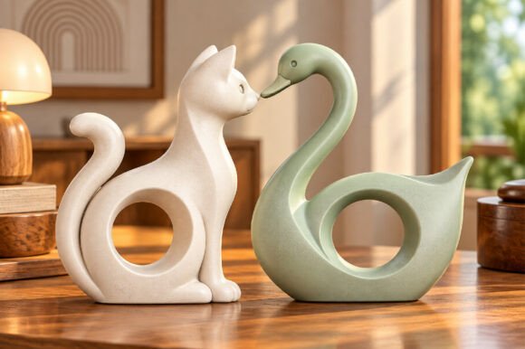 Cute Animal Couple Decor STL Set – 2 3D Printable Sculpture Models - Image 2