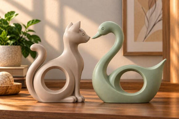 Cute Animal Couple Decor STL Set – 2 3D Printable Sculpture Models - Image 3