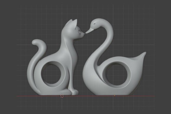 Cute Animal Couple Decor STL Set – 2 3D Printable Sculpture Models - Image 4