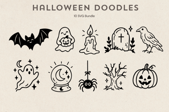 Cute Halloween Doodles Bundle