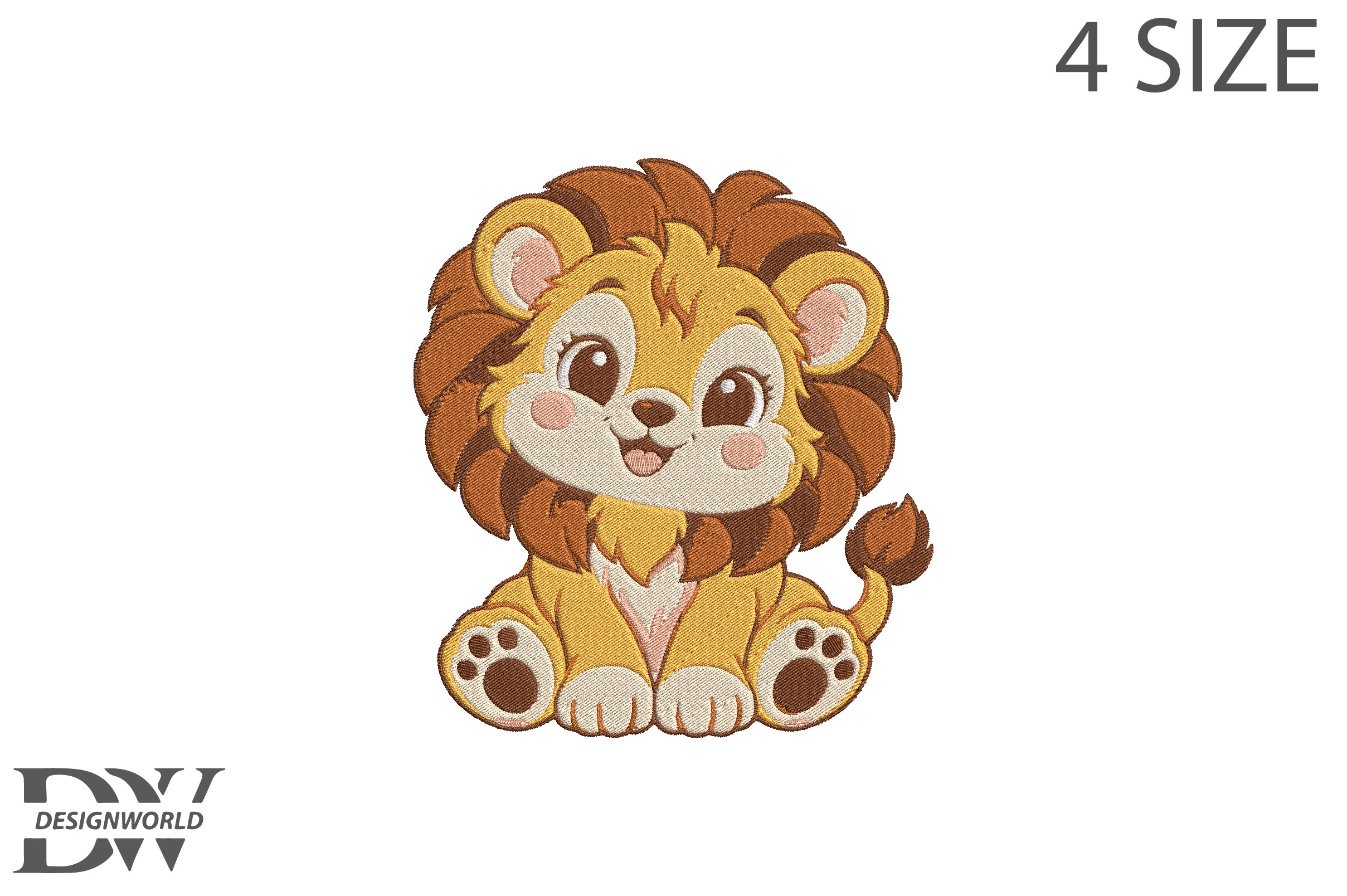 Cute Lion Embroidery Design