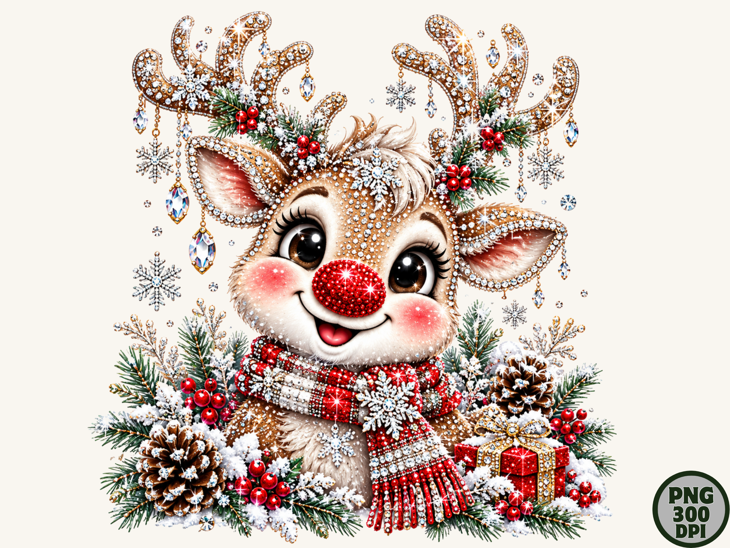 Cute Reindeer Christmas Holiday PNG