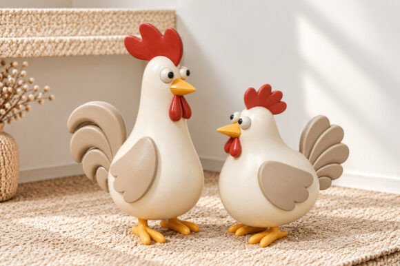 Cute Rooster Decorative 3D Model STL – Printable Farmhouse Figurine - Image 1