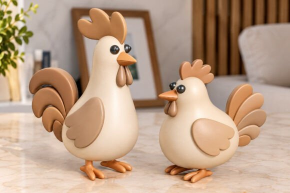 Cute Rooster Decorative 3D Model STL – Printable Farmhouse Figurine - Image 3