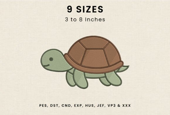 Cute Sea Turtle DST PES Embroidery File