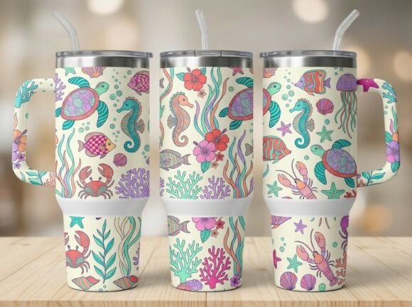 Cute Tropical Underwater Animals Tumbler
