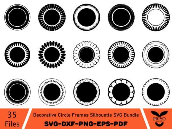 Decorative Circle Frames Silhouette SVG
