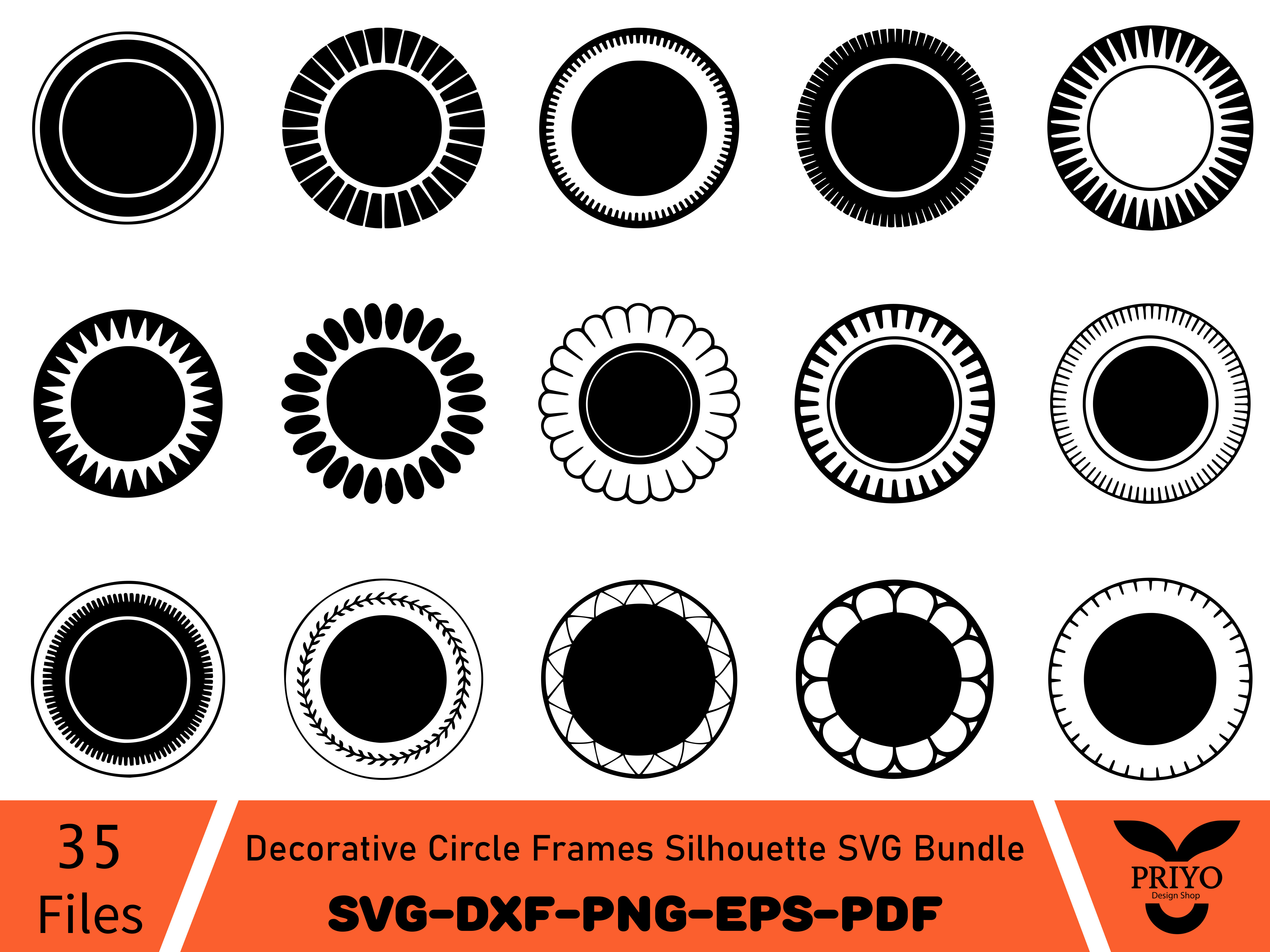 Decorative Circle Frames Silhouette SVG