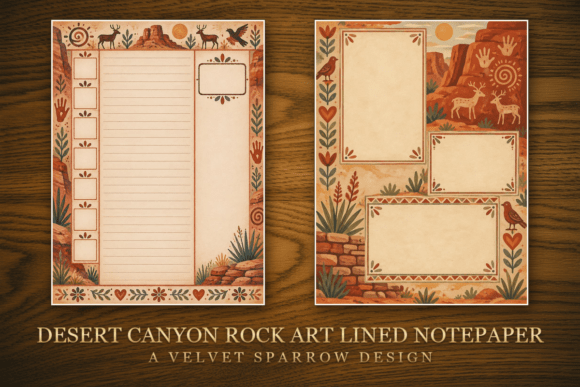 Desert Canyon Rock Art Lined Notepaper