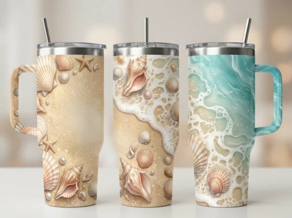 Elegant Turquoise Beach Waves Tumbler