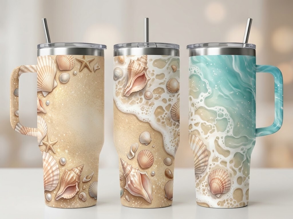 Elegant Turquoise Beach Waves Tumbler