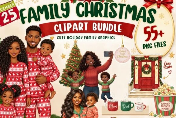 Family Christmas Clipart Bundle | 55+