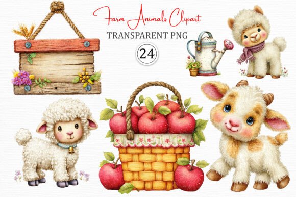 Farm Animals Clipart PNG Pack