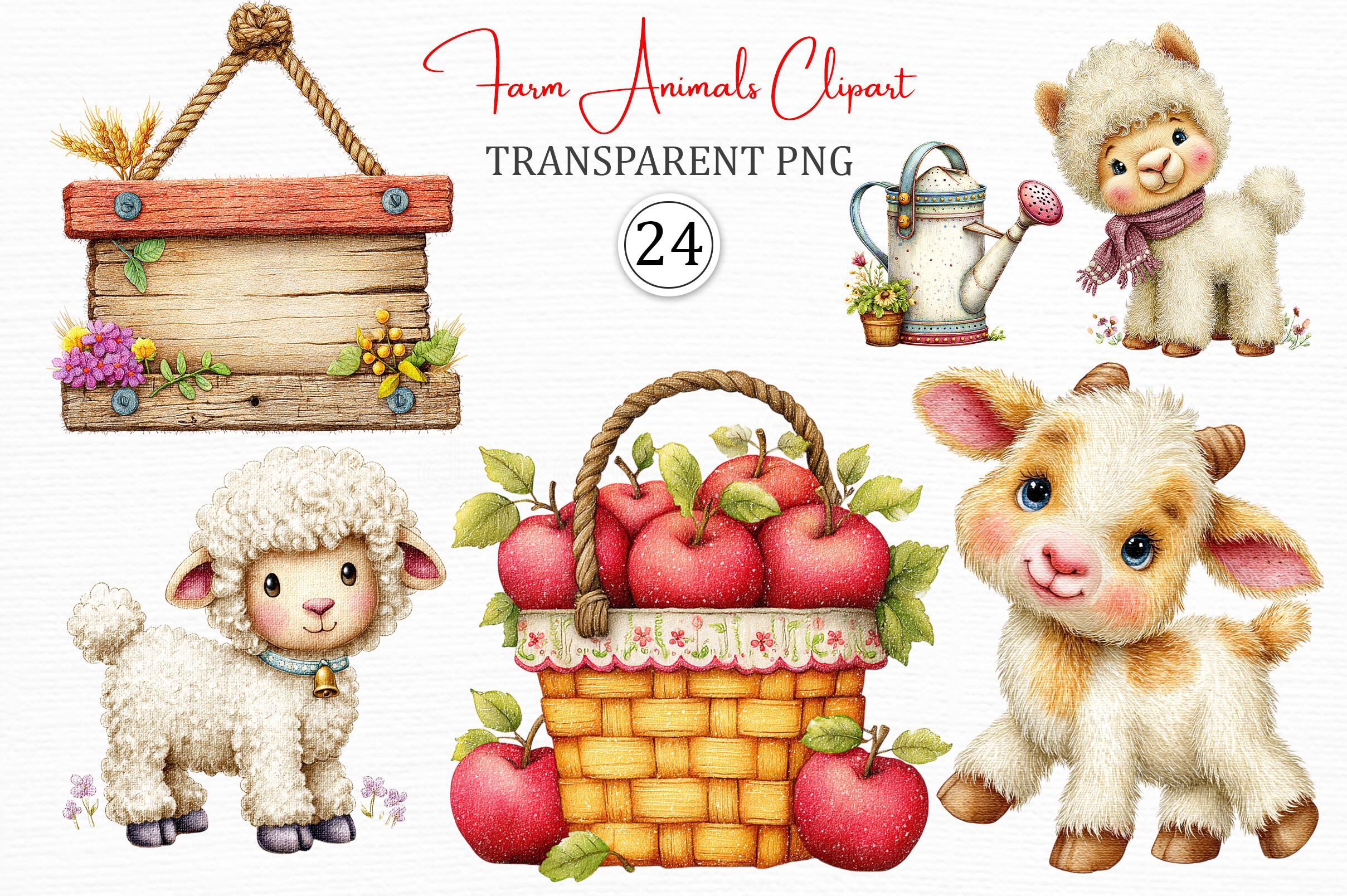 Farm Animals Clipart PNG Pack