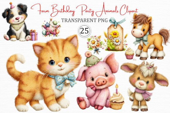 Farm Birthday Animals Clipart Pack