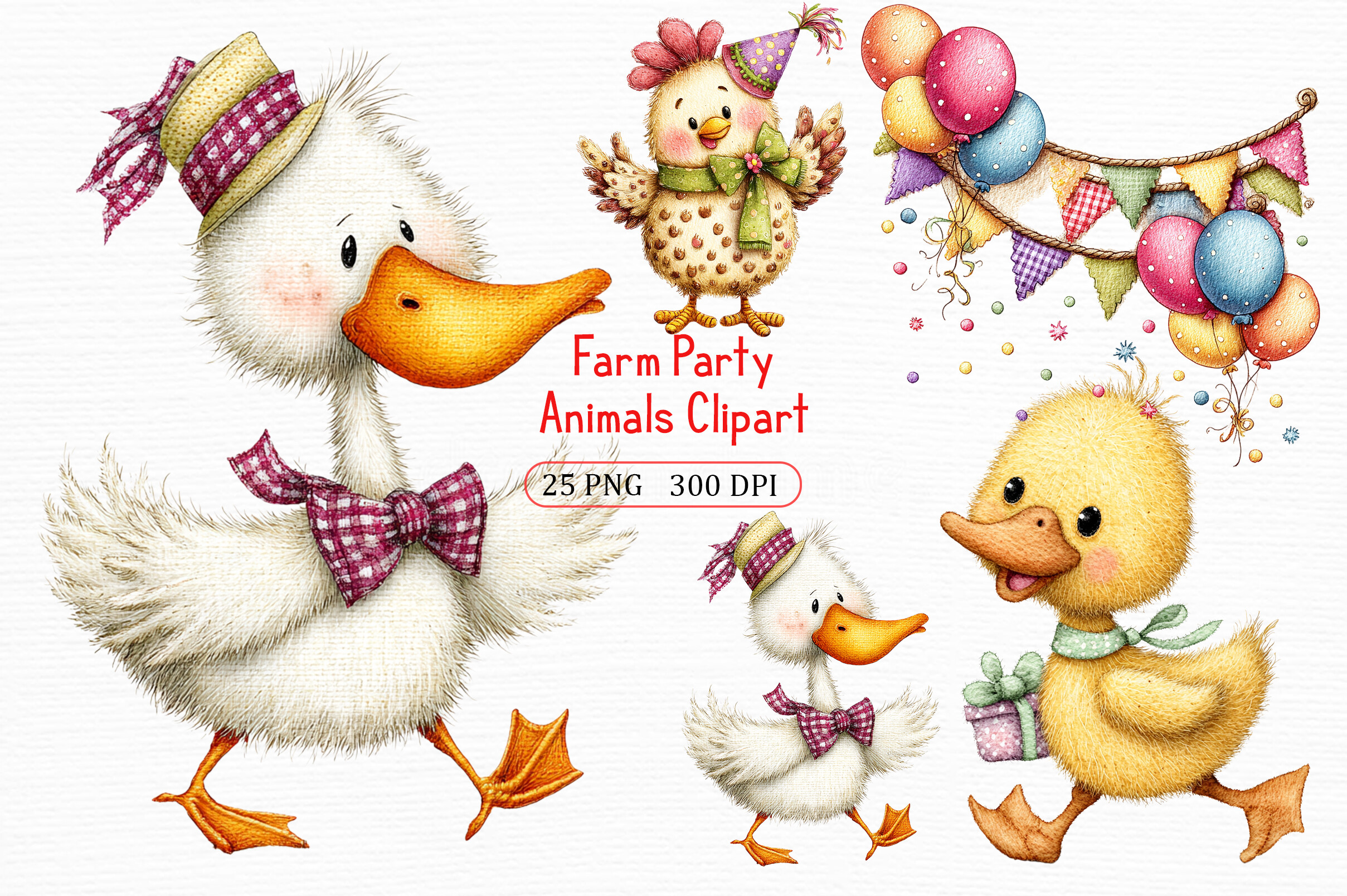 Farm Party Animals Clipart Art Bundle