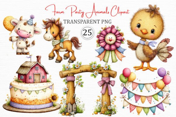 Farm Party Animals Clipart Design Pack