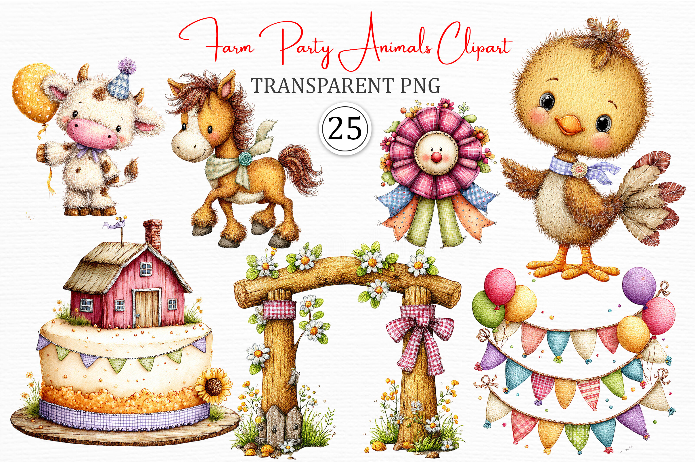 Farm Party Animals Clipart Design Pack