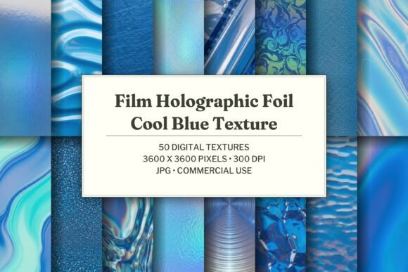 Film Holographic Foil Cool Blue Texture