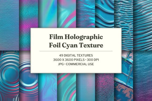Film Holographic Foil Cyan Texture