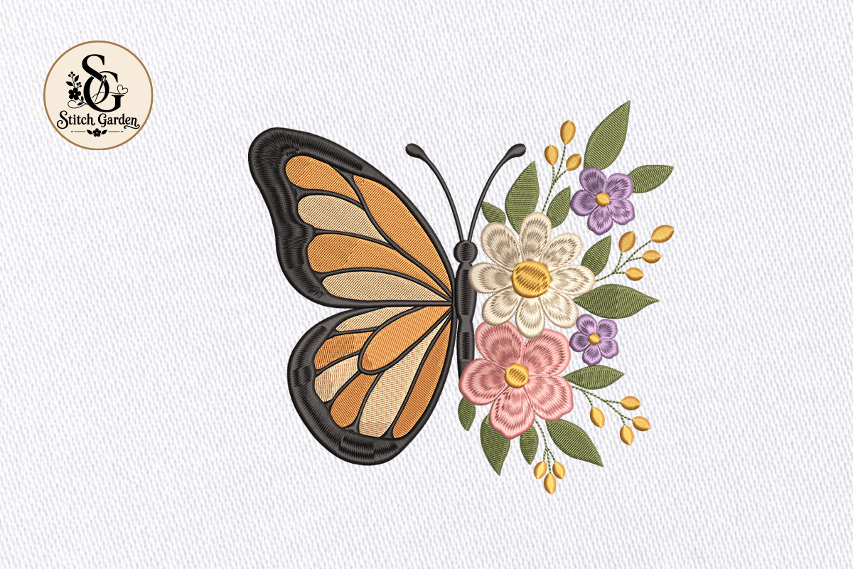 Floral Butterfly Embroidery