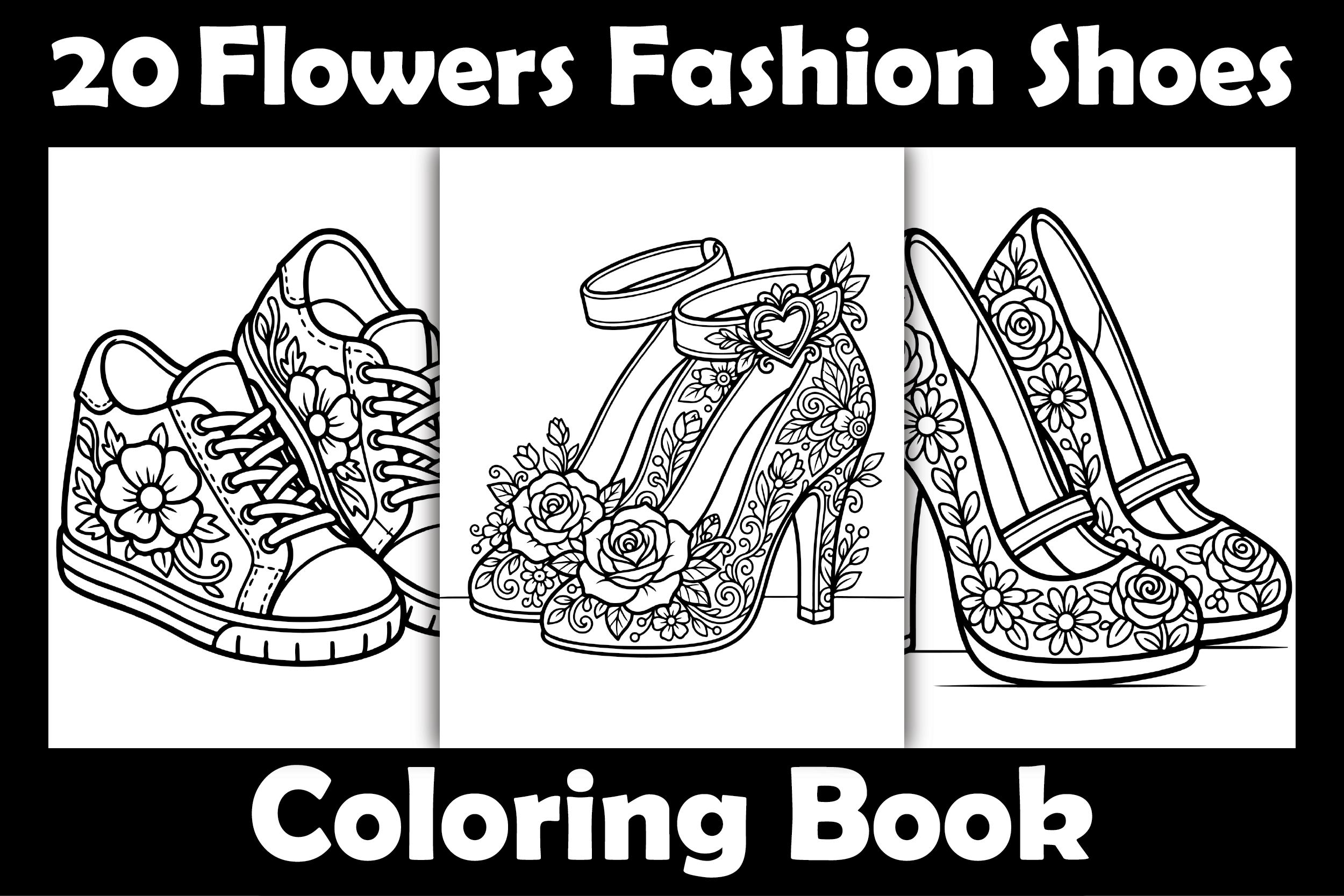 Flowers Fashion Shoes Coloring Book