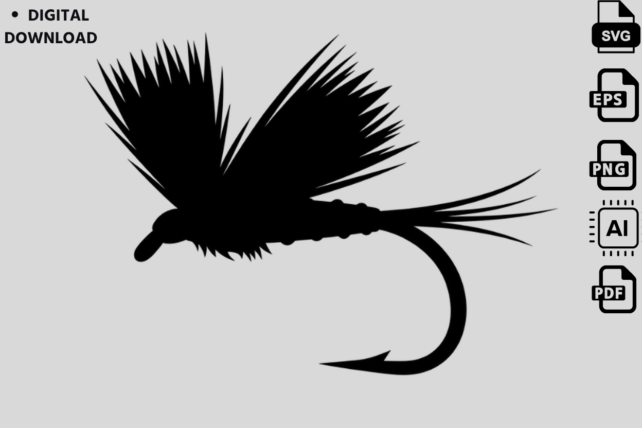 Fly Fishing Lure Silhouette SVG Vector Graphic by Kids_Zone · Creative ...