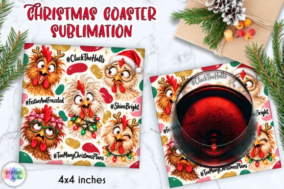 Funny Christmas Chicken Coaster