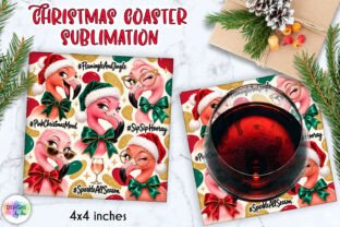 Funny Christmas Flamingo Coaster Graphic by Designs by Ira · Creative ...