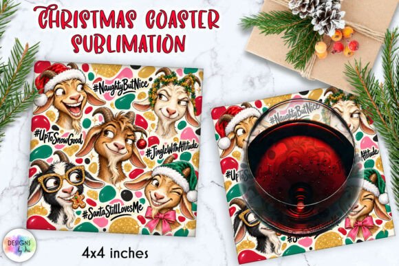 Funny Christmas Goat Coaster
