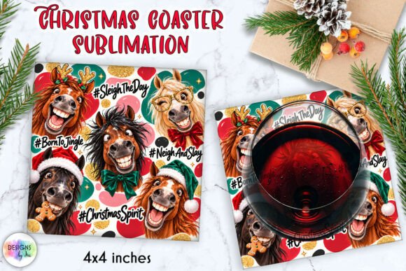 Funny Christmas Horse Coaster