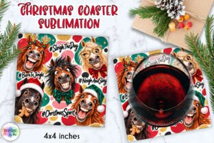 Funny Christmas Horse Coaster Graphic by Designs by Ira · Creative Fabrica