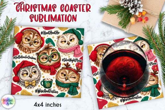 Funny Christmas Owl Coaster