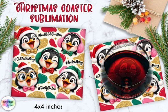 Funny Christmas Penguin Coaster