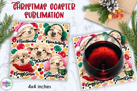 Funny Christmas Sheep Coaster