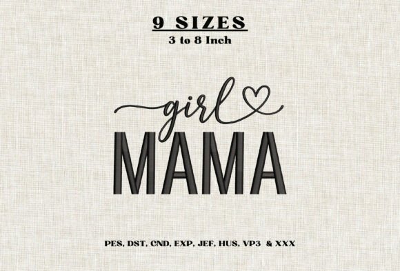 Girl Mama Embroidery Design Girl Mom DST