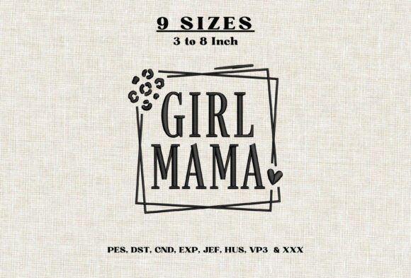 Girl Mama Embroidery Design Girl Mom DST