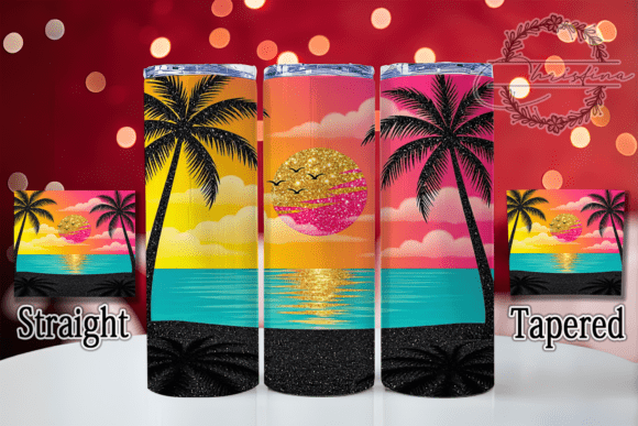 Glitter Palm Sunset 20oz Tumbler