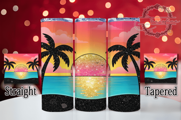 Glitter Palm Sunset 20oz Tumbler
