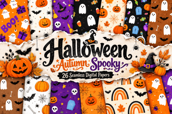 Halloween Autumn Spooky Seamless Pattern